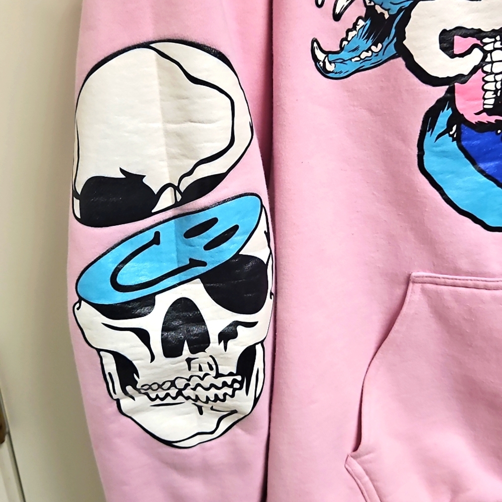SUGARHILL Hell Cats Pink Graphic Hoodie with Skull Design - Picture 4 of 8